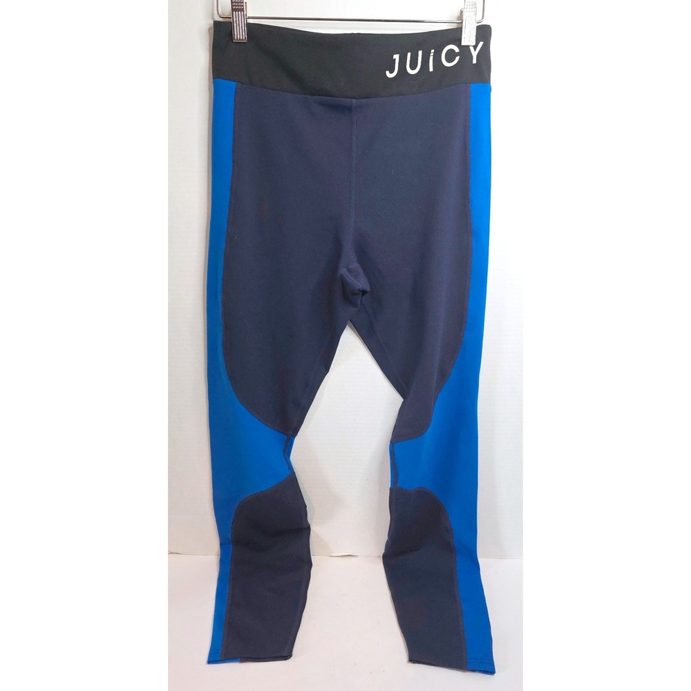 Juicy Couture Sport Blue Navy Colorblock Leggings Athletic Workout Athleisure M